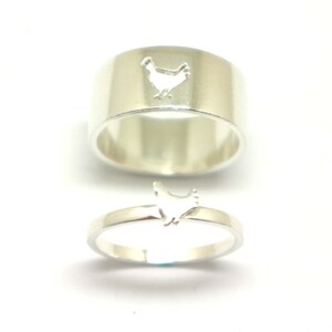 Chicken Promise Ring for Couple - Chicken Jewelry, His and Her Matching ...