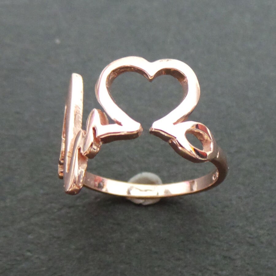 Rose Gold Over HeartBeat Stethoscope Ring Pediatric