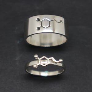Dopamine Molecule Promise Ring for Couple - His and Her Matching Stacking Ring, Alternative Engagement Wedding Ring, Boyfriend, Husband