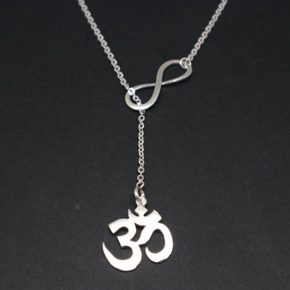 Silver Om Infinity Lariat Necklace Om Jewelry Yoga | Etsy