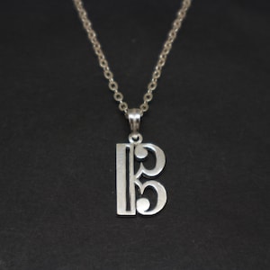 Alto Clef-Silber-Charme-Halskette Anhänger Kette - AltClef Schmuck - C Music Note Halskette - Weihnachten, Neujahr Geschenk