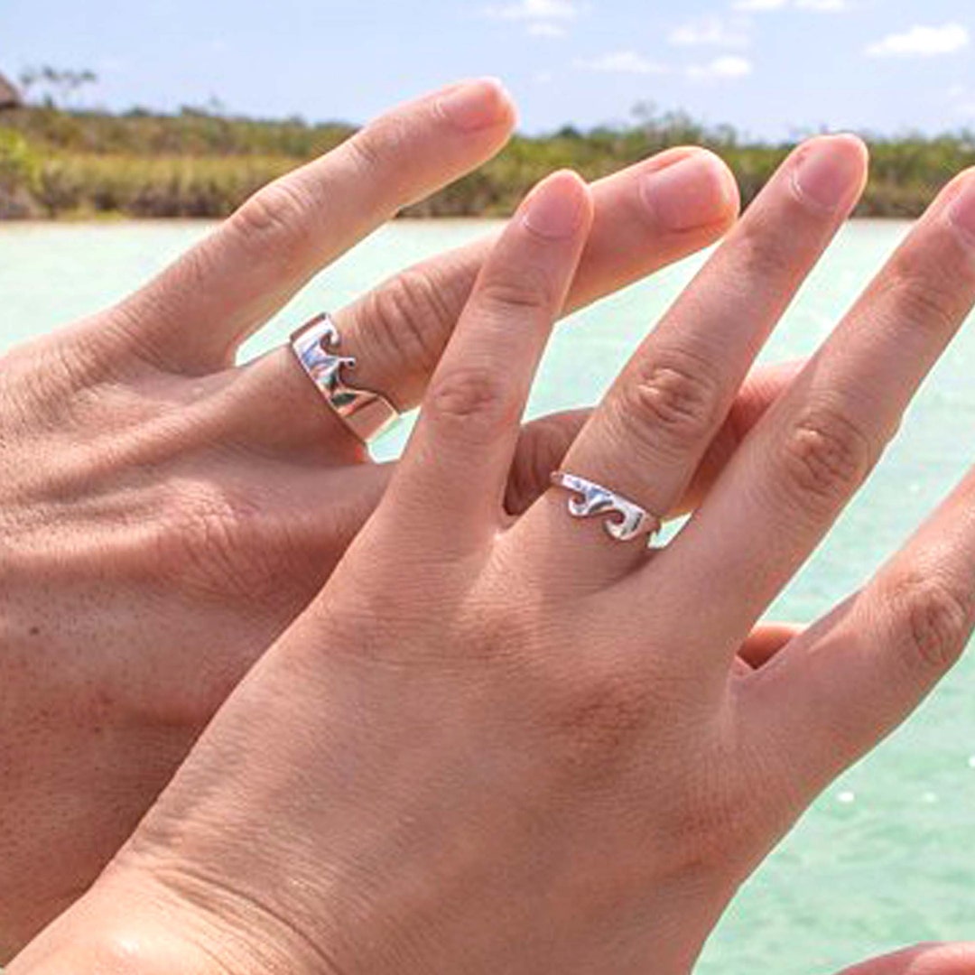 Buy Silver Wave Ring for Couples His and Her Ring, Promise Ring
