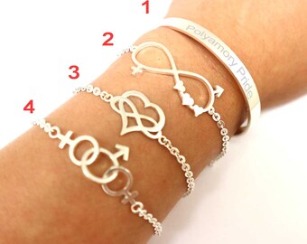 Polyamoriarmband - Polyamorismycken, Poly Pride Infinity-smycken, Öppen relation, Polyamorös, Pansexuell, Asexuell, Queer