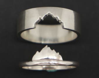 Anillo de promesa minimalista Silver Mountain para parejas