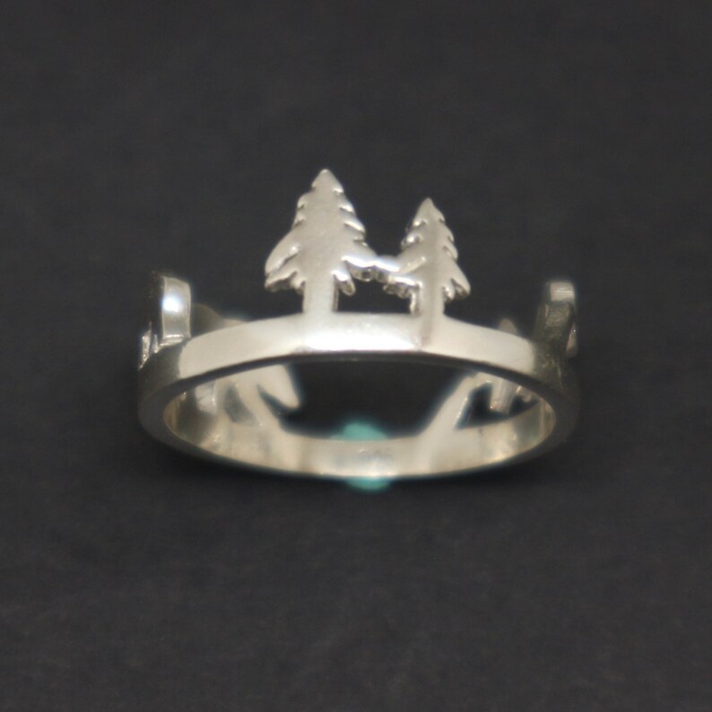 Tree Rings Bear Silver Mountain Pine Tree Bear Ring Travel Ring Traveler | Etsy