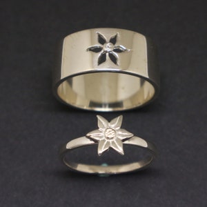 Poinsettia Flower Matching Ring for Couples - Craft Your Birth Month Flower, Sterling Silver Ring