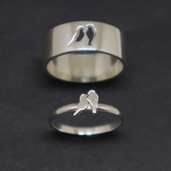 Bird Matching Promise Ring voor koppels - Bird Kissing Sieraden, Jubileum, Huwelijksaanzoek of Verlovingscadeaus voor tieners