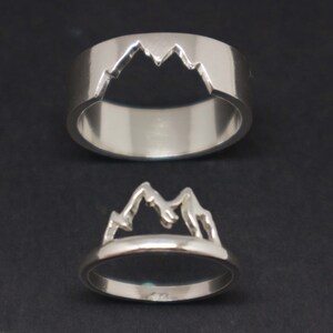 Silver Mountain Matching Ring for Couples Inspirational or Motivational Jewelry Gift, Nature Ring image 2