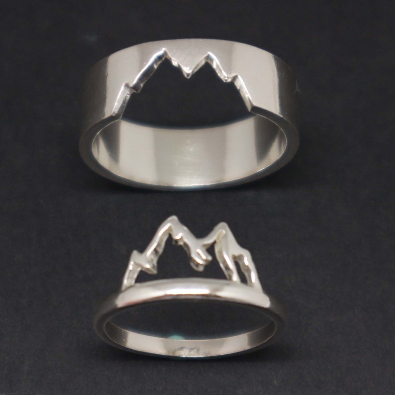 Silver Mountain Matching Ring for Couples - Inspirational or Motivational Jewelry Gift, Nature Ring 