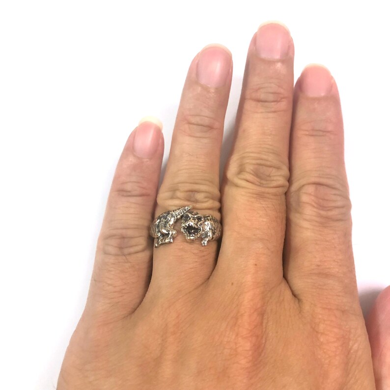 Silver Dinosaur Trex Ring - T Rex Jewelry Gift for Unisex, Boyfriend ...