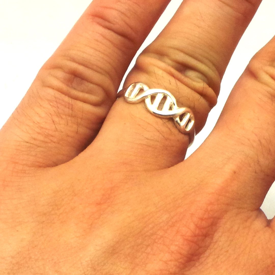 Silver Science Biology DNA Ring DNA Helix Chemistry Teacher Etsy