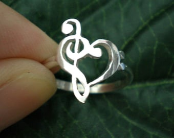 Silver Music Note Ring - Gift for Graduation, Thank You, Daughter, Mother In Law, DJ, Drummers, Teacher, Friendship, Coworker, Wife