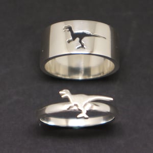Velociraptor Dinosaur Promise Ring for Couples - Dino Jewelry, Matching His and Her Alternative Engagement Ring, Boyfriend Husband Gift