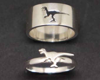 Velociraptor Dinosaur Promise Ring for Couples Dino Jewelry