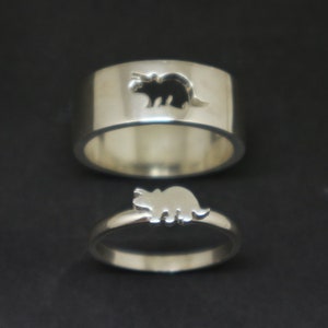 Triceratops Promise Ring for Couples - Dinosaur Ring, Matching His and Her Ring, Alternative Engagement Ring, Anniversary Gift