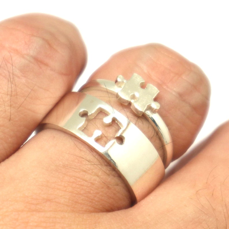 Puzzle Promise Ring for Couple Jigsaw Jewelry His and Her Etsy