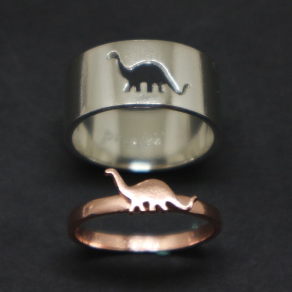 Will You Marry Me Ring Silver Dinosaur Jewelry, Matching His and Her,  Alternative Engagement Ring, Boyfriend Husband Gift