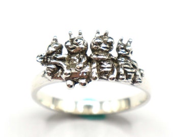 Anillo de abeja familiar único de plata, joyería para madre o esposa - Joyería de abeja de plata esterlina para hombre o mujer