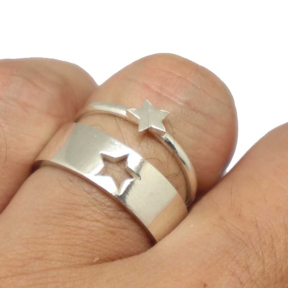 Star Couple Set Promise Ring Star Jewelry Celestial Ring