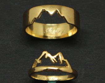 Silver Mountain Matching Ring for Couples - Inspirational or Motivational Jewelry Gift, Nature Ring