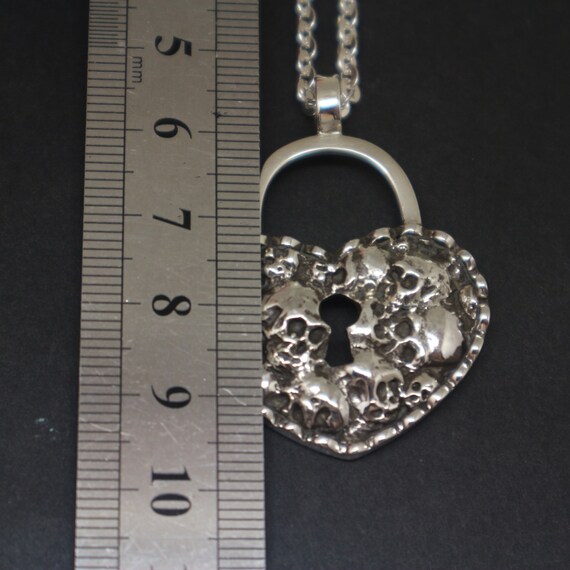 Skull Key and Lock Necklace Handmade in Sterling Silver With