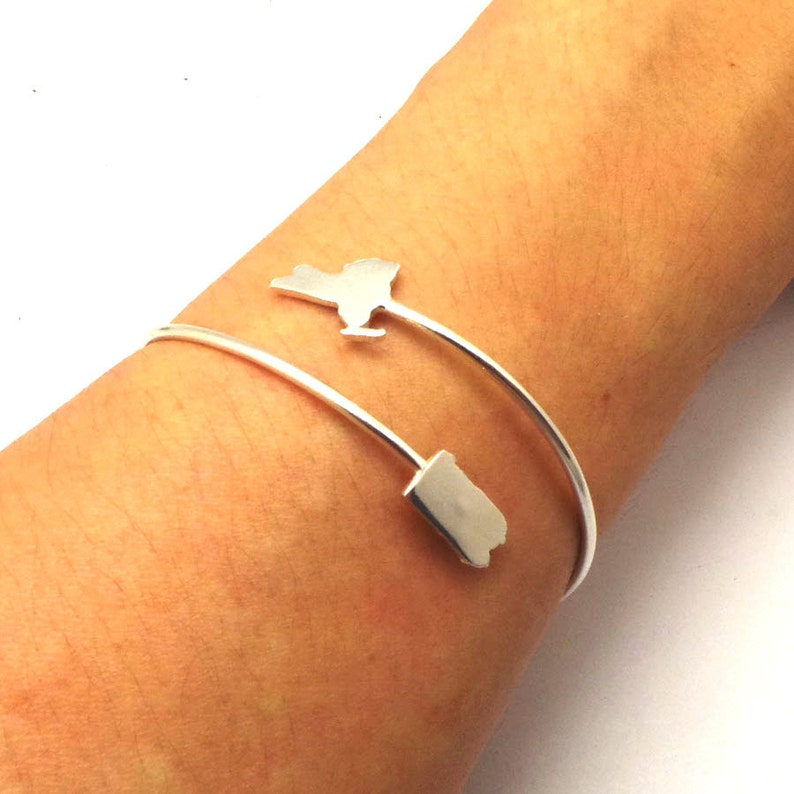 Long Distance Relationship Friendship New York to Pennsylvania 2 States Ldr Bracelet Bangle Good Bye Go Away Gift Two States Bracelet