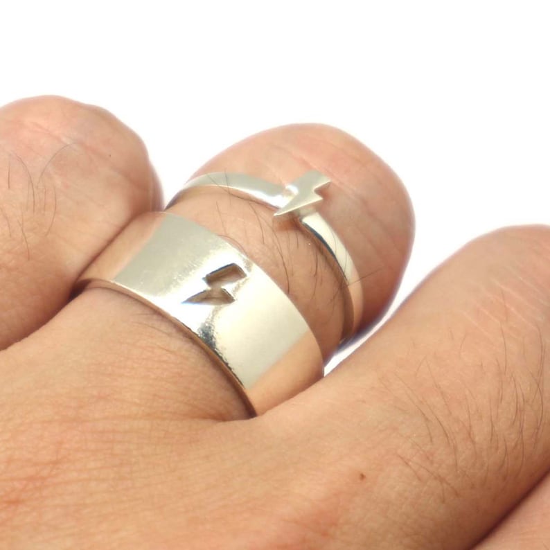 Lightning Bolt Couple Promise Ring Set Lightning Bolt Etsy Canada