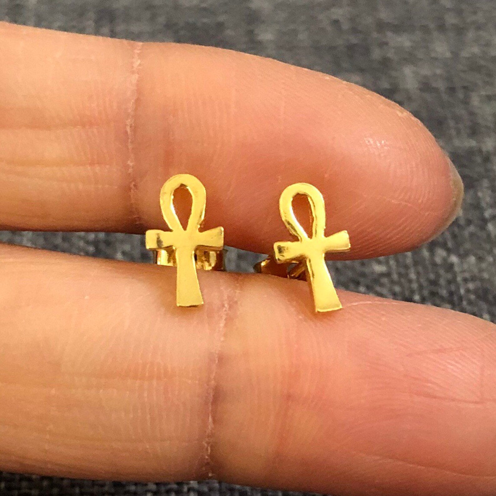 Silver Ankh Stud Earrings Egyptian Jewelry African Gift Etsy