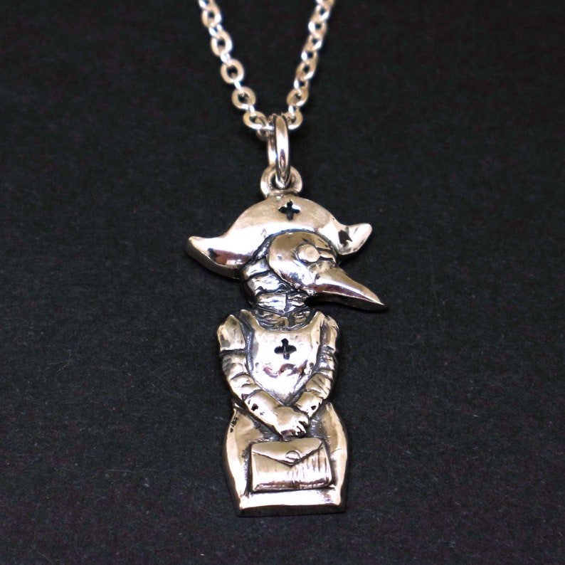 925 Sterling Silver Plague Doctor Necklace Pendant Gift for Nurses, Doctors, Surgeon, Mother, Daughter, Best Friend, Niece image 1
