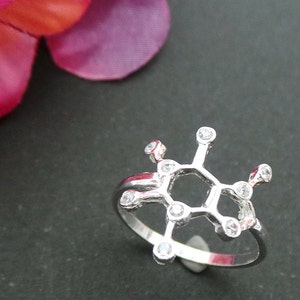 Science Coffee Caffeine Molecule Ring - Chemical Formula Rings - Caffeine Molecule Ring - Geek Ring, Love Ring, Coffee Ring