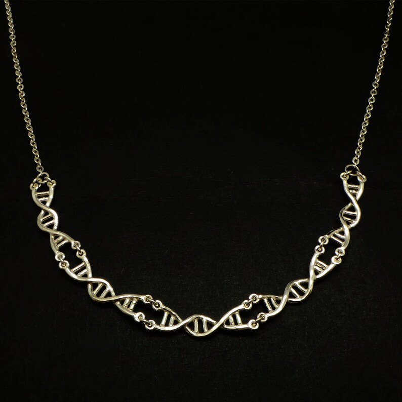Silver Helix DNA Necklace Choker Linked Chain DNA Jewelry Etsy