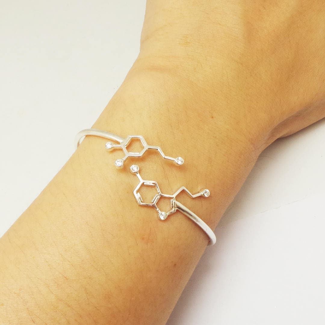 TEAMER Bracciale Molecola Serotonina – Gioiello In Acciaio Inox Per Scienza E Chimica - 5