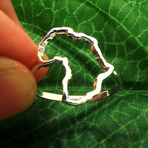 Afrika Fernliebe Ring - Silber I Herz Afrika Ring - Afrikanischer Kontinent Landkarte Liebesring - Sterling Silber Schmuck