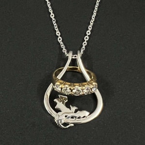 Sterling Silver Western Dragon Ring Holder Necklace : Chain Length 16 - 24 Inches