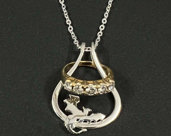 Silver Western Dragon Ring Holder Necklace - Flying Dragon Jewelry Gifts for Mother, Daughter, Wife, Stepmom, Niece, Girlfriend, Sister