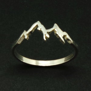 Sterling zilveren bergketen ring natuur motivatie inspirerende sieraden, reiziger bergbeklimmer liefhebbers cadeau, mountainbiken afbeelding 1