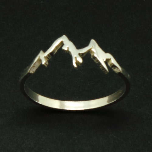 Sterling Silver Mountain Range Ring - Nature Motivation Inspirational Jewellery, Traveler Mountain Climber Lovers Gift, Mountain Biking