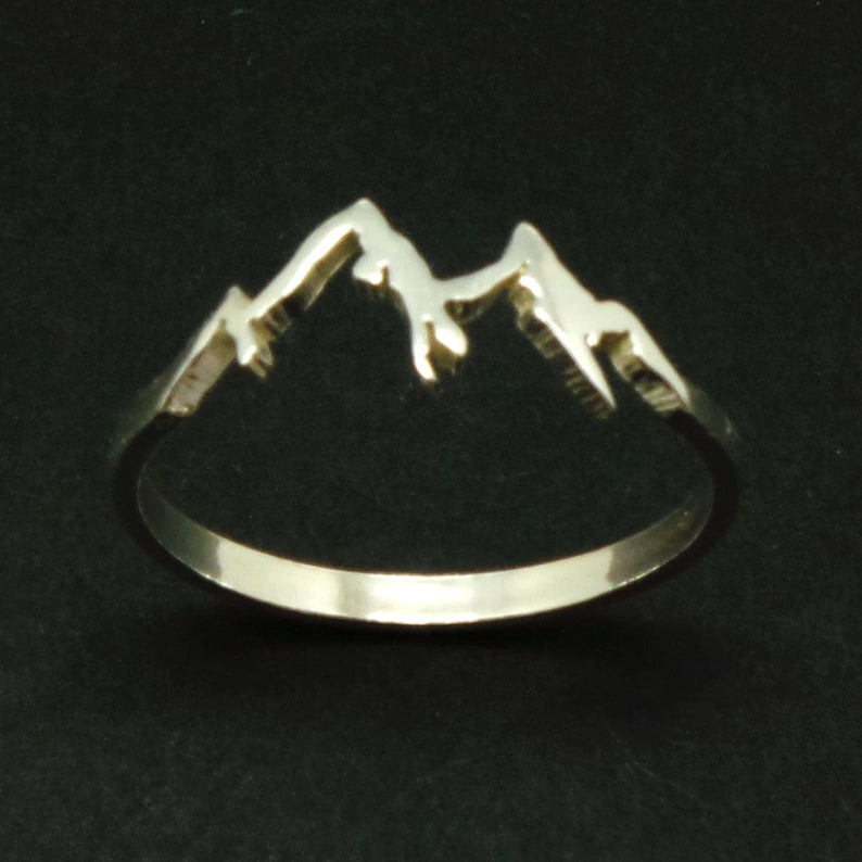 Sterling Silver Mountain Range Ring Nature Motivation Inspirational Jewellery, Traveler Mountain Climber Lovers Gift, Mountain Biking image 1