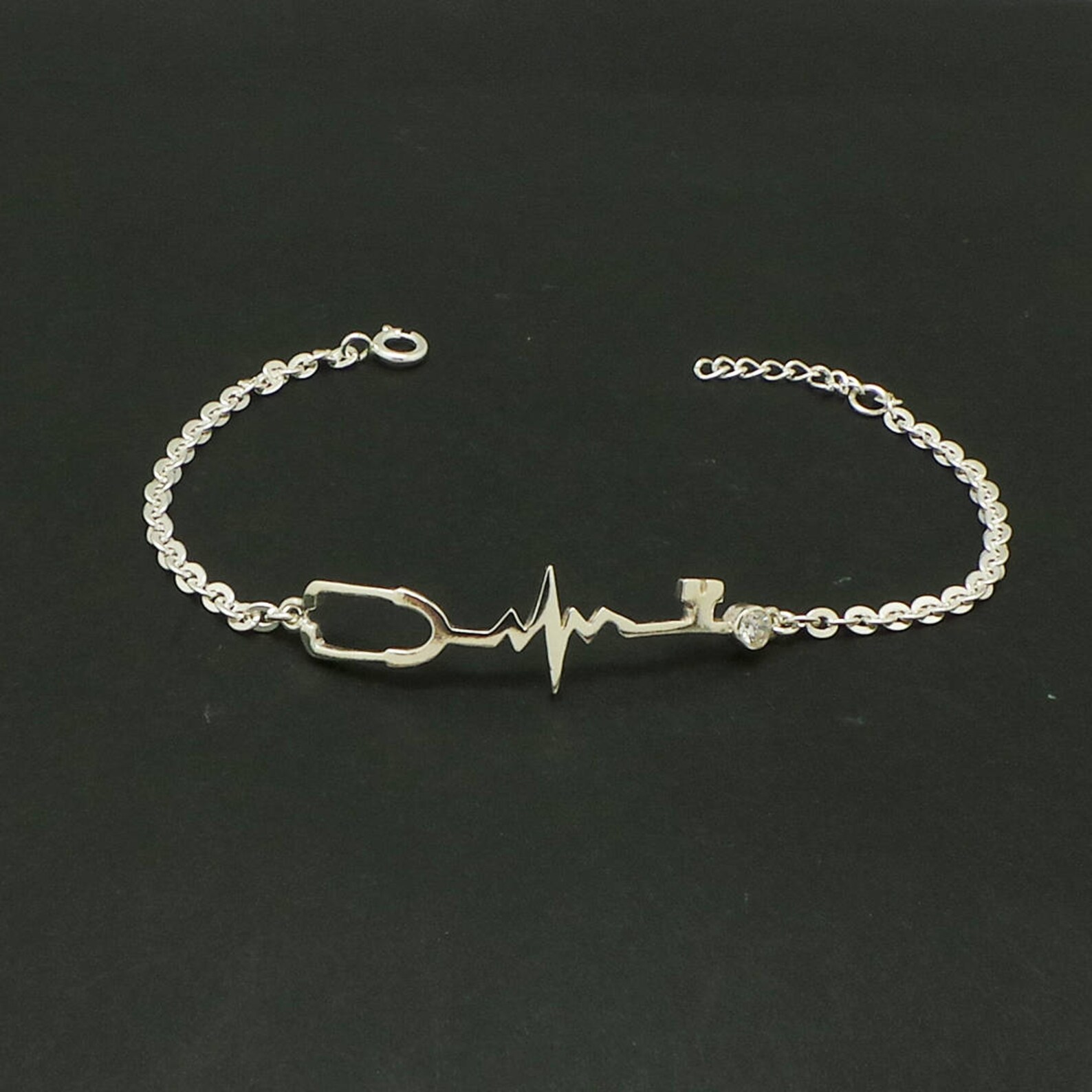 Sterling Silver Stethoscope Key Nurse Bracelet Stethoscope Etsy