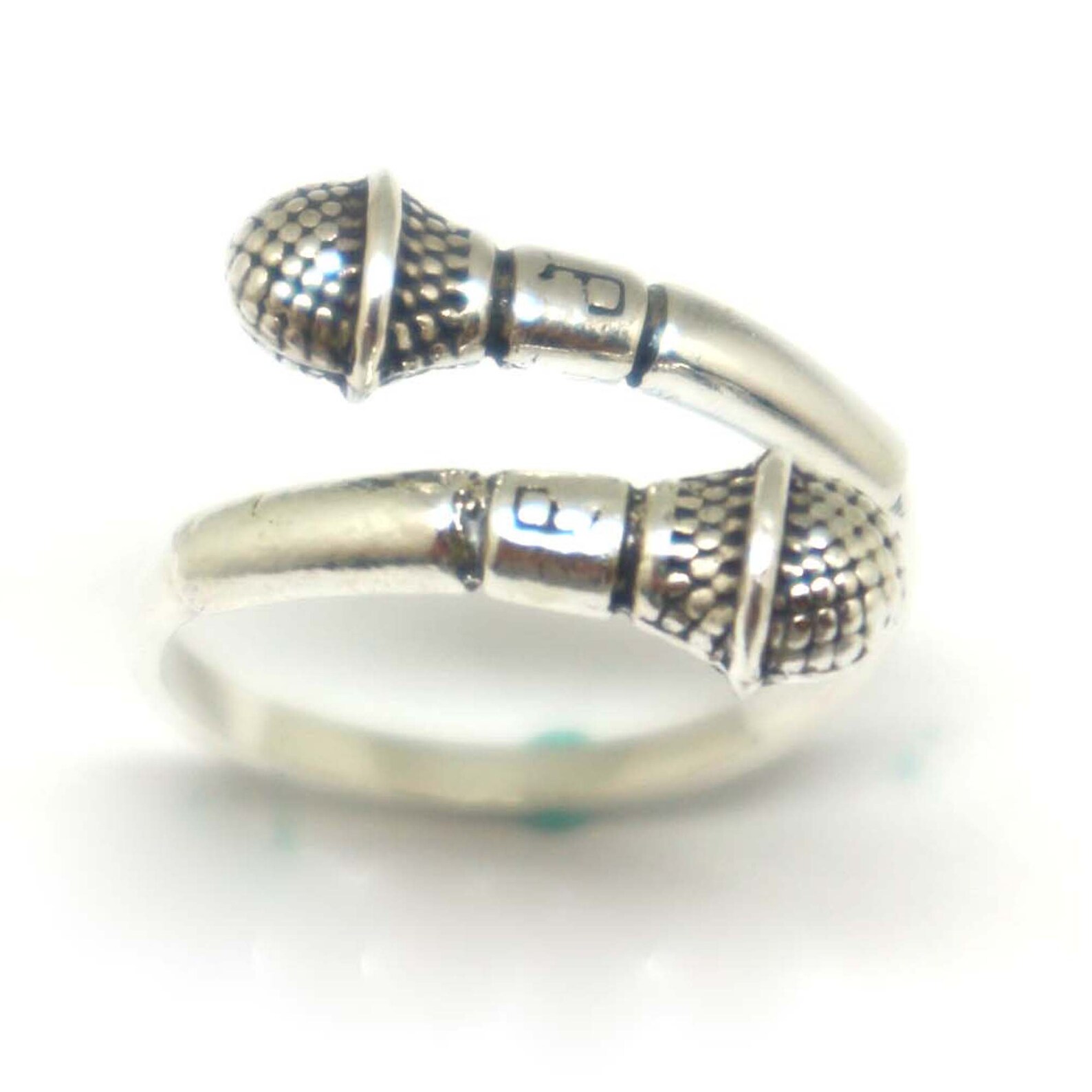 Silver Microphone Ring Music Wrap Ring Gift for Music Etsy
