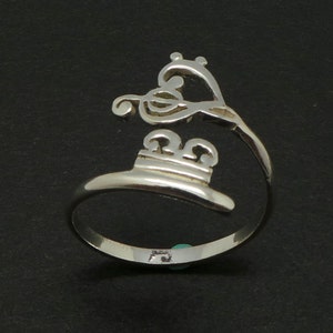 Muziek hart Skeleton Key Wrap Ring - G-sleutel Bassleutel Ring - cadeau voor muziekliefhebbers, muzikant, waardering leraar, gitarist