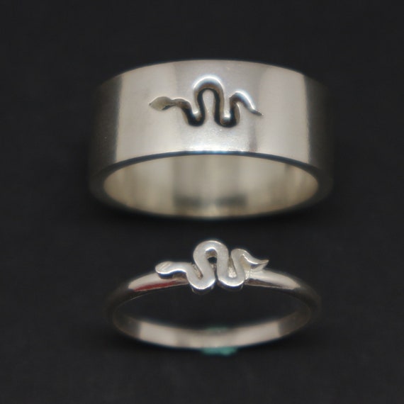 Snake Couple Set Promise Ring Snake Jewelry His and Her Matching