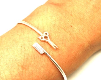 Pulsera de tijeras y peine de estilista - Joyería de tijeras de estilista, regalo de graduación de cosmetología y peluquería