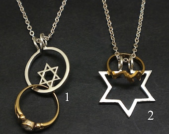 Silver Star of David Necklace - Ring Holder Necklace, Jewish Jewelry, Gift for Wife, Women, Mother, Daughter