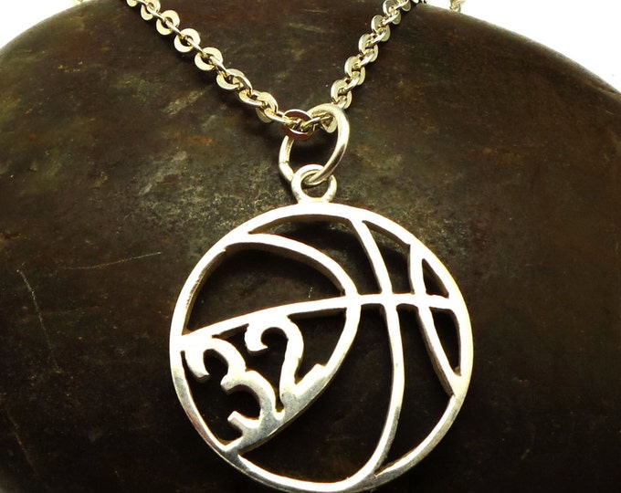 Personalized Number Basketball Necklace - Basketball Jewelry, Basketball Coach GIft for Women, Girl Lady, Lovers, Players, Gift for Mom
