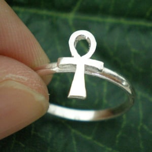 Sterling Silver Ankh Ring - Ankh Jewelry for Men or Women, African Jewelry, Girl, Boyfriend, Gift for Goth, Her, Egyptian Cross Ring