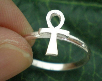 Sterling Silver Ankh Ring - Ankh Jewelry for Men or Women, African Jewelry, Girl, Boyfriend, Gift for Goth, Her, Egyptian Cross Ring
