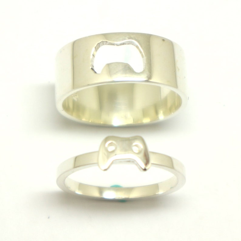 Video Gamer Promise Ring for Couples Controller Joystick Jewelry, Unique Matching His and Her Alternative Ring, Gifts for Game Players image 7