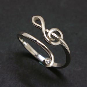 Silver Music Note Ring - Treble Clef Ring, Unisex Jewelry Gift for Boyfriend, Girlfriend, Friendship, Bestfriend, Mother, Daughter, Brother