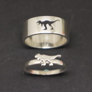 T-Rex Dinosaur Promise Ring for Couples - TRex Jewelry, Matching His and Her Ring, Alternative Engagement Ring, Boyfriend Husband Gift